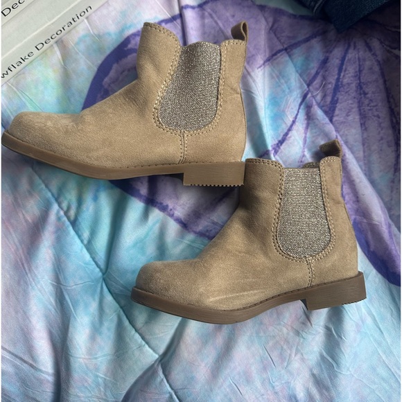 H&M Toddler Girls Taupe Glitter Booties Size 8.5 - Picture 1 of 7